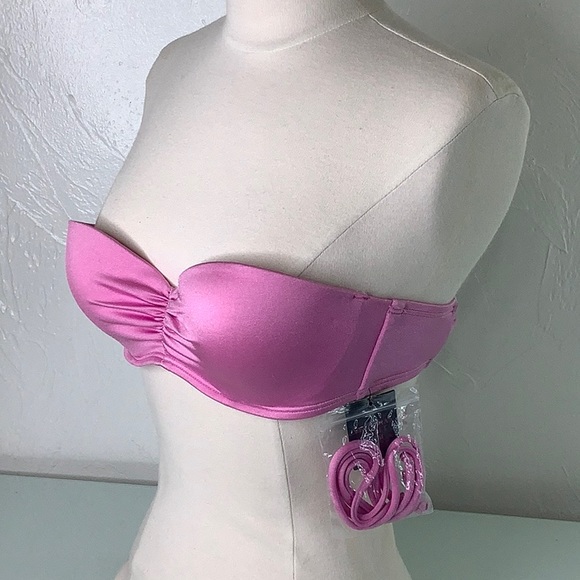Victoria’s Secret pink Strapless wired padded bikini top size 32C NWT - Picture 1 of 12